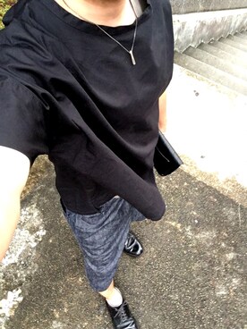 「BASISBROEK（バシスブルック）のアイテム（Tシャツ/カットソー）」を使った、MINOさん（メンズ・165cm）の夏コーディネート