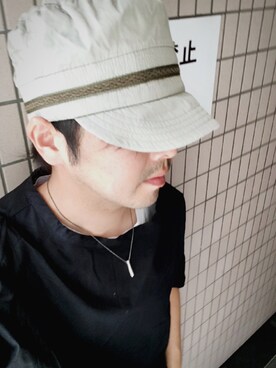 「BASISBROEK（バシスブルック）のアイテム（Tシャツ/カットソー）」を使った、MINOさん（メンズ・165cm）の夏コーディネート