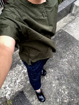 「BASISBROEK（バシスブルック）のアイテム（Tシャツ/カットソー）」を使った、MINOさん（メンズ・165cm）の夏コーディネート