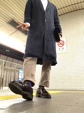 「Loake（ローク）のアイテム（ブーツ）」を使った、MINOさん（メンズ・165cm）の秋コーディネート