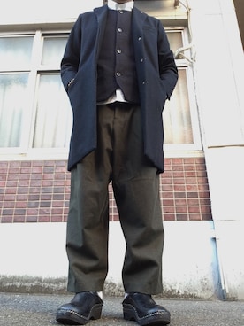 「BASISBROEK（バシスブルック）のアイテム（その他パンツ）」を使った、MINOさん（メンズ・165cm）の秋コーディネート