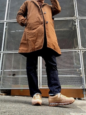「STILL BY HAND（スティルバイハンド）のアイテム（ステンカラーコート）」を使った、MINOさん（メンズ・165cm）の秋コーディネート