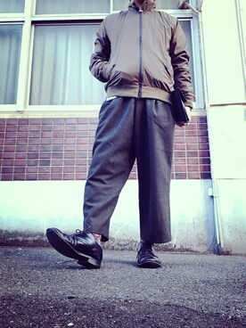 「BASISBROEK（バシスブルック）のアイテム（その他パンツ）」を使った、MINOさん（メンズ・165cm）の冬コーディネート