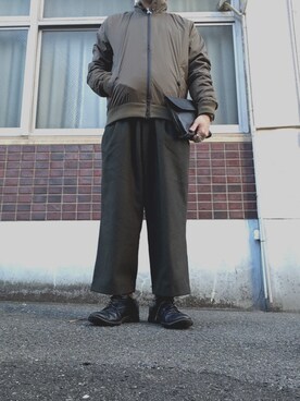 「BASISBROEK（バシスブルック）のアイテム（その他パンツ）」を使った、MINOさん（メンズ・165cm）の冬コーディネート