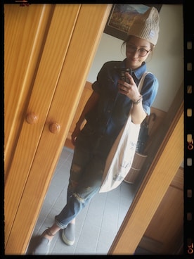 「TODAYFUL（トゥデイフル）のVintageトートバッグ（トートバッグ）」を使った、piさん（レディース・160cm）の夏コーディネート