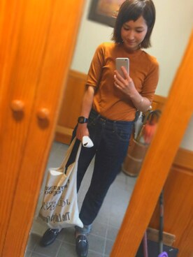 「TODAYFUL（トゥデイフル）のVintageトートバッグ（トートバッグ）」を使った、piさん（レディース・160cm）の秋コーディネート