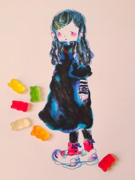 「イラストコーデ」｜「アイテム（その他）」を使った、ながとまい子さん（レディース・152cm）の夏コーディネート