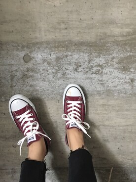 「CONVERSE（コンバース）の【CONVERSE /コンバース】CANVASALLSTAROX（スニーカー、レッド系）」を使った、Y.A.Accさん（レディース・155cm）の秋コーディネート