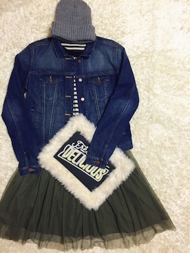 「one way（ワンウェイ）のアイテム（ニットキャップ/ビーニー）」を使った、ÿuriさん（レディース・160cm）の冬コーディネート