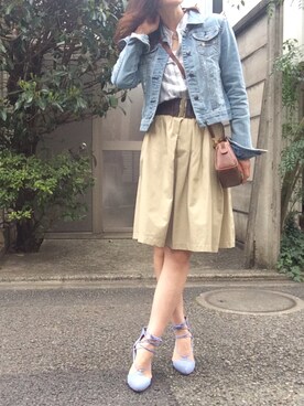 「Abercrombie&Fitch（アバークロンビーアンドフィッチ）のアイテム（デニムジャケット）」を使った、Erikoさん（レディース・165cm）の春コーディネート