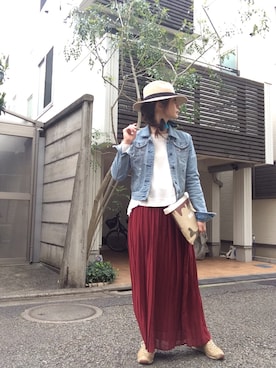 「Abercrombie&Fitch（アバークロンビーアンドフィッチ）のアイテム（デニムジャケット）」を使った、Erikoさん（レディース・165cm）の春コーディネート