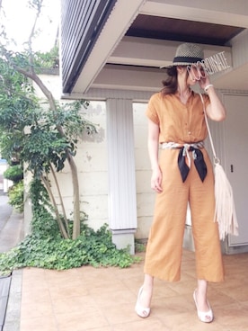 「FREE'S MART（フリーズマート）のアイテム（つなぎ/オールインワン）」を使った、Erikoさん（レディース・165cm）の夏コーディネート