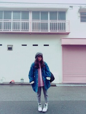 「BLUE BLUE（ブルーブルー）のアイテム（ジャケット/アウター）」を使った、IMARIさん（レディース・154cm）の冬コーディネート