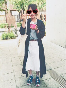 「ネイビー×ホワイト」｜「アイテム（シャツワンピース）」を使った、カ キ ク ケ 子 ○△■さん（レディース・158cm）の夏コーディネート