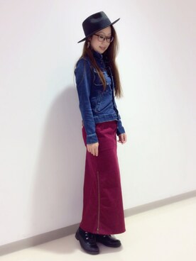 「TYPE BLUE（タイプブルー）のアイテム（デニムジャケット）」を使った、YOKOHAMAスタッフさん（レディース・162cm）の秋コーディネート