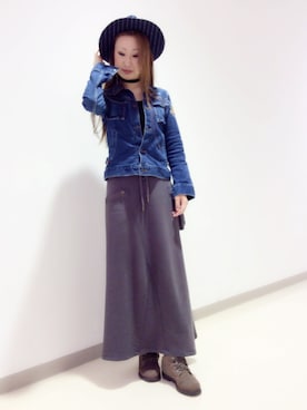 「TYPE BLUE（タイプブルー）のアイテム（デニムジャケット）」を使った、YOKOHAMAスタッフさん（レディース・162cm）の秋コーディネート