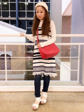 「TYPE BLUE（タイプブルー）のアイテム（パンツ）」を使った、YOKOHAMAスタッフさん（レディース・162cm）の秋コーディネート