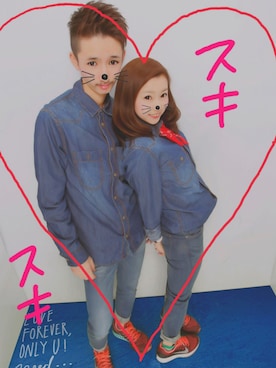 「カップルコーデ」｜＼じゅり／さん（レディース・150cm）の春コーディネート