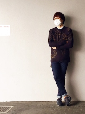 「CHEAP MONDAY（チープマンデイ）のアイテム（ニット/セーター）」を使った、小山 英機さん（メンズ・173cm）の秋コーディネート