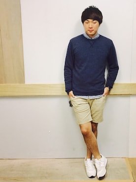 「EDIFICE（エディフィス）のアイテム（チノパンツ）」を使った、小山 英機さん（メンズ・173cm）の春コーディネート