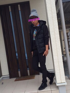 「Right-on（ライトオン）のアイテム（ダウンベスト）」を使った、muraさん（メンズ・177cm）の秋コーディネート