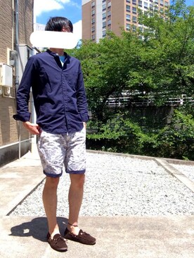 「EDIFICE（エディフィス）のアイテム（その他シューズ）」を使った、yuu*jiさん（メンズ・177cm）の夏コーディネート