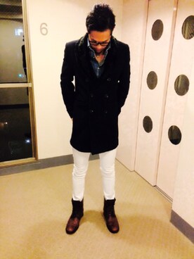 「SCOTCH & SODA（スコッチ アンド ソーダ）のアイテム（チェスターコート）」を使った、shoyaさん（メンズ・178cm）の冬コーディネート