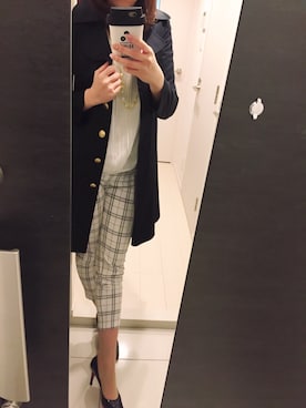 「ネイビー×ホワイト」｜「アイテム（トレンチコート）」を使った、cocotimさん（レディース・168cm）の春コーディネート