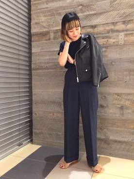 「BEAUTY&YOUTH UNITED ARROWS（ビューティーアンドユースユナイテッドアローズ）の＜COMING ATTRACTIONS＞レザー×ファーサンダル（サンダル、ブラウン系）」を使った、Tomomi Okudaさん（レディース・161cm）の夏コーディネート