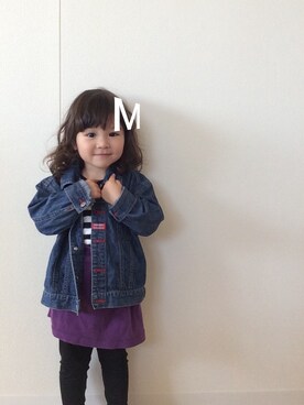 「UNIQLO（ユニクロ）のアイテム（Tシャツ/カットソー、ホワイト系）」を使った、mahanaaaさん（キッズ・90cm）の春コーディネート