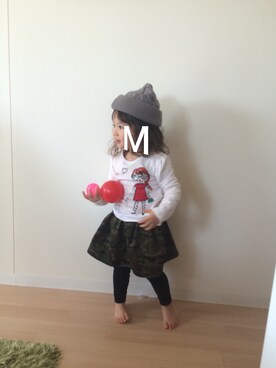 「GAP（ギャップ）のアイテム（Tシャツ/カットソー、ホワイト系）」を使った、mahanaaaさん（キッズ・90cm）の春コーディネート