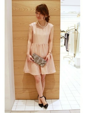 「アイテム（ワンピース、ピンク系）」を使った、MIHOさん（レディース・154cm）の春コーディネート