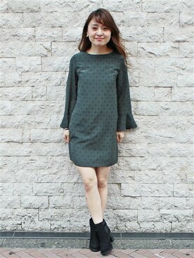 「LIMITLESS LUXURY（リミットレスラグジュアリー）のアイテム（ワンピース）」を使った、MIHOさん（レディース・154cm）の秋コーディネート