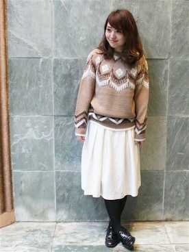「フレアースカート」｜MIHOさん（レディース・154cm）の冬コーディネート
