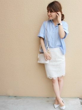 「LIMITLESS LUXURY（リミットレスラグジュアリー）のアイテム（シャツ/ブラウス）」を使った、MIHOさん（レディース・154cm）の春コーディネート