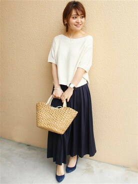 「LIMITLESS LUXURY（リミットレスラグジュアリー）のアイテム（ニット/セーター）」を使った、MIHOさん（レディース・154cm）の春コーディネート