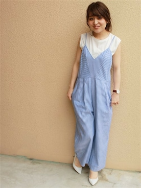 「アイテム（つなぎ/オールインワン）」を使った、MIHOさん（レディース・154cm）の春コーディネート