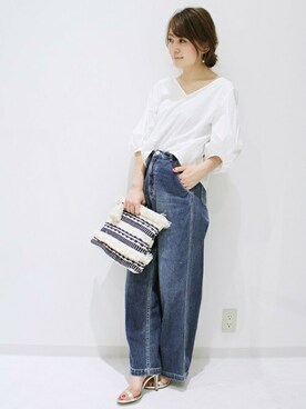 「LIMITLESS LUXURY（リミットレスラグジュアリー）のアイテム（シャツ/ブラウス）」を使った、MIHOさん（レディース・154cm）の夏コーディネート