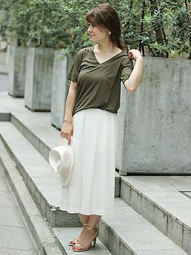 「LIMITLESS LUXURY（リミットレスラグジュアリー）のアイテム（Tシャツ/カットソー）」を使った、MIHOさん（レディース・154cm）の夏コーディネート