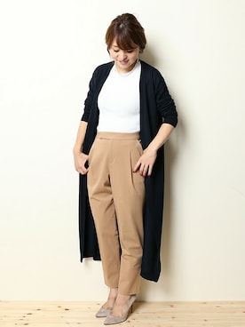 「ロングカーディガン」｜MIHOさん（レディース・154cm）の秋コーディネート