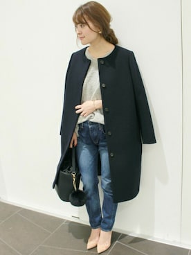 「アイテム（キーホルダー）」を使った、MIHOさん（レディース・154cm）の秋コーディネート