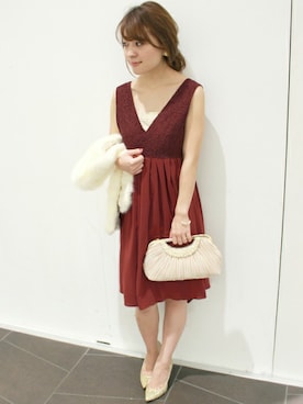 「グリッター」｜「アイテム（ドレス）」を使った、MIHOさん（レディース・154cm）の冬コーディネート