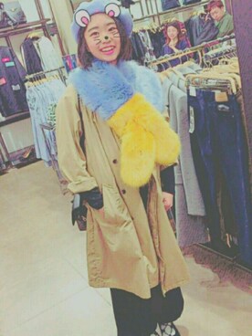 「RAGEBLUE（レイジブルー）のアイテム（トレンチコート）」を使った、紗菜さん（レディース・155cm）の秋コーディネート