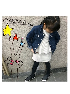 「ぺプラム」｜「アイテム（デニムジャケット）」を使った、hiiichanさん（キッズ・120cm）の春コーディネート