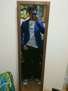 「アイテム（イヤリング、ブルー系）」を使った、Sotaro Okudaさん（メンズ・168cm）の春コーディネート
