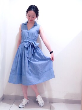 「ストライプ」｜「アイテム（アナログ腕時計）」を使った、yukoさん（レディース・162cm）の春コーディネート