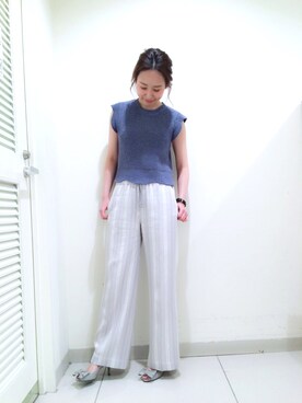 「ストライプ」｜「アイテム（アナログ腕時計）」を使った、yukoさん（レディース・162cm）の春コーディネート