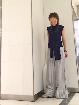 「ネイビー×ホワイト」｜yukoさん（レディース・162cm）の夏コーディネート