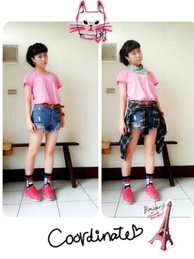 「アイテム（デニムパンツ、ブルー系）」を使った、ziziさん（レディース・158cm）の春コーディネート