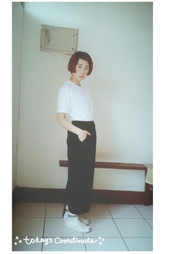 「per.のアイテム（その他パンツ、ブラック系）」を使った、ziziさん（レディース・158cm）の夏コーディネート
